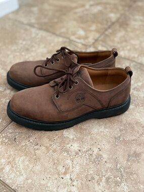 Timberland Brown Leather Derby Shoes with Black Sole